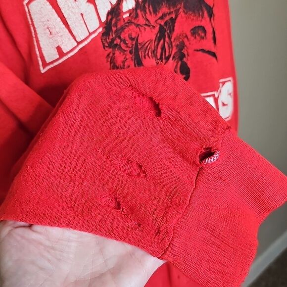 True Vintage Red Arkansas Razorbacks Crew Neck Sweatshirt Medium Large - Picture 4 of 12